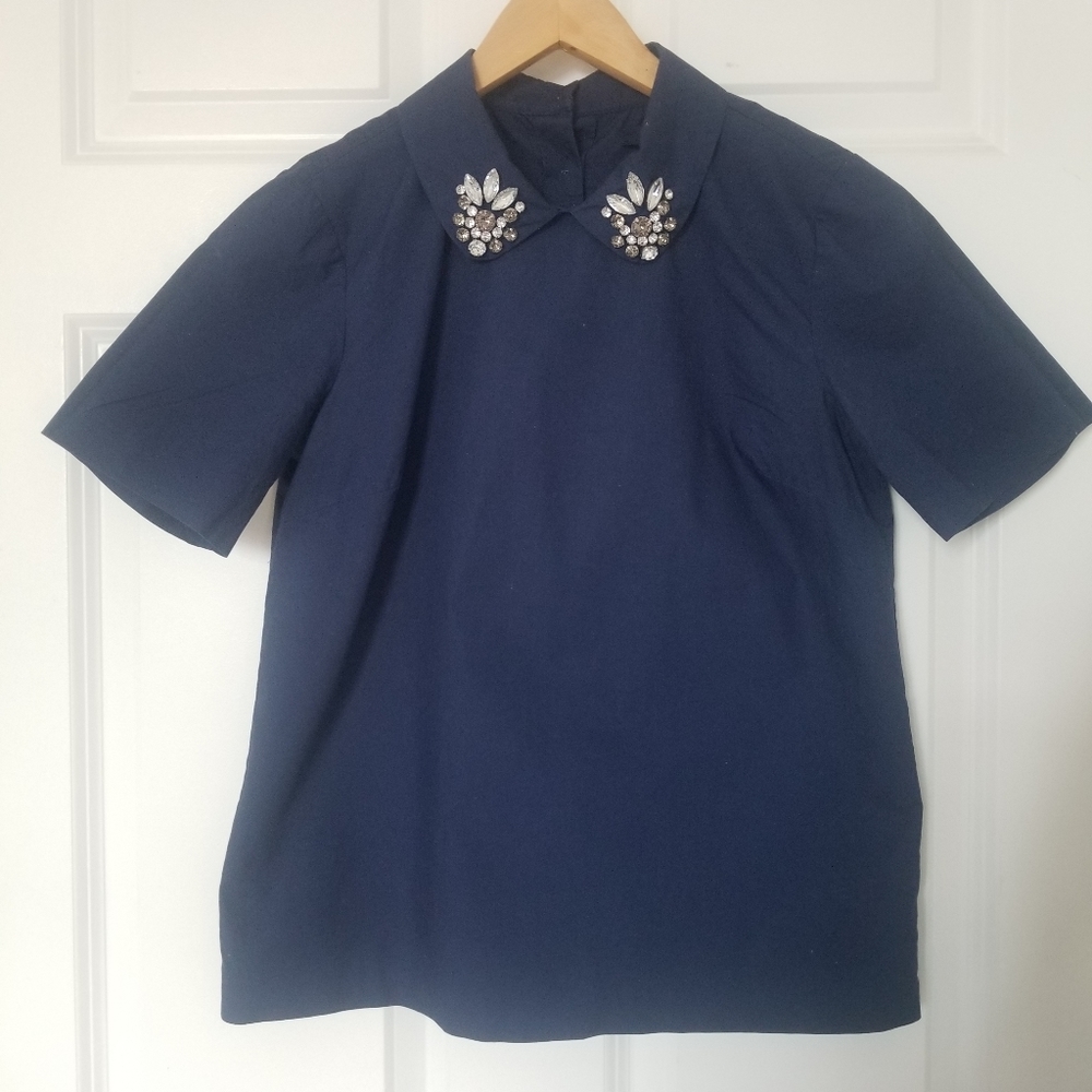 Madewell Navy blue gem-collar top button down size XS